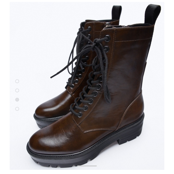 Zara Low Heel Laced Ankle Boots - Picture 5 of 5